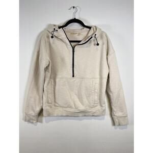 Zella Cream Half-Zip Hoodie Sweatshirt Size S